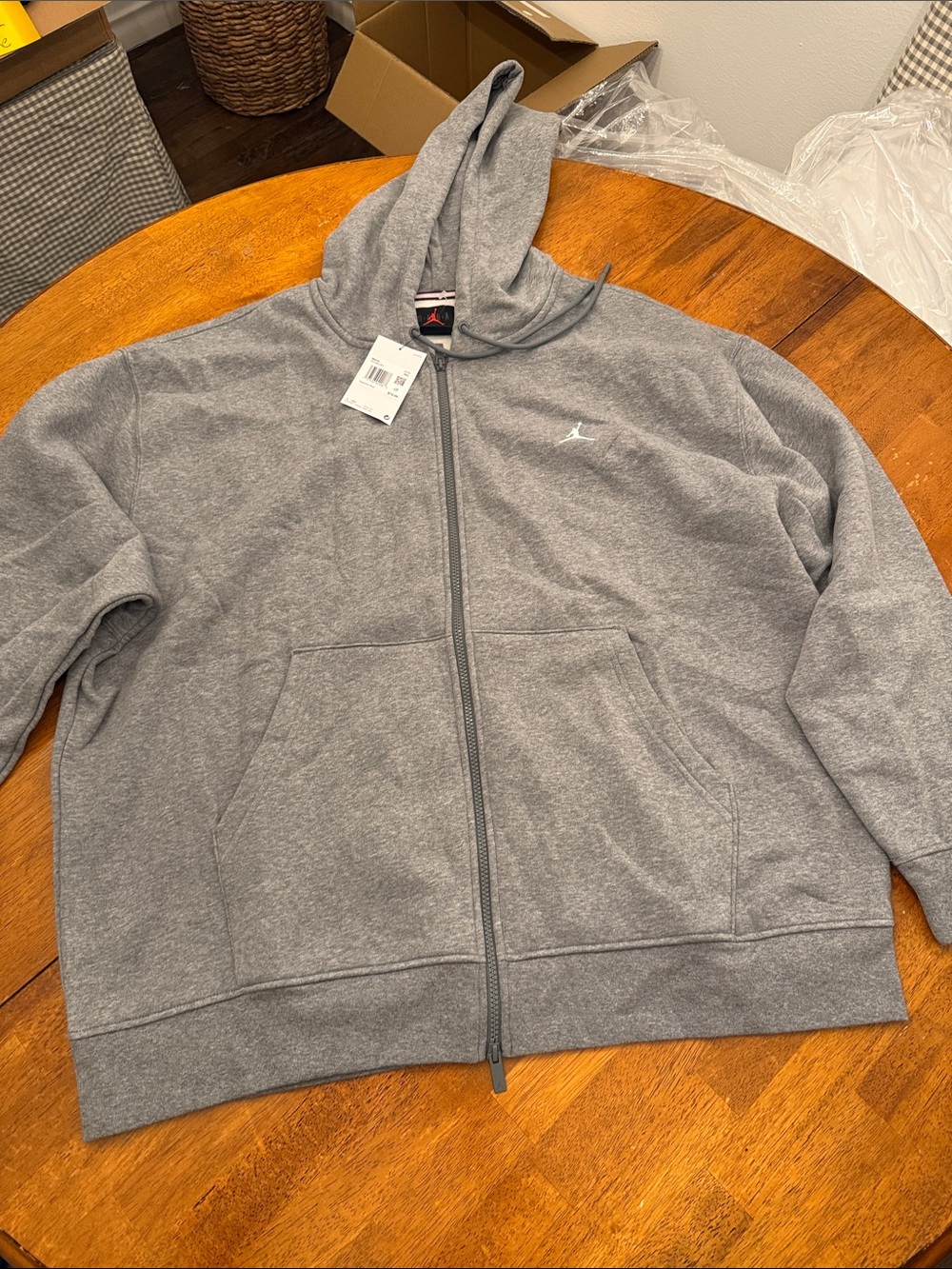 Nike Air Jordan Brooklyn Fleece Hoodie Grey FV7289-010 Men’s 3X Drill Zip